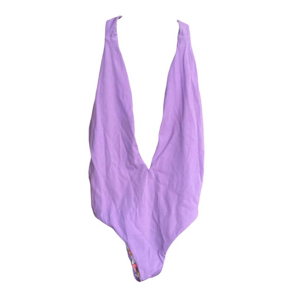 Maaji Dunes Nude Tiky Reversible One-Piece Swimsuit SZ S Floral Purple - Picture 2 of 9